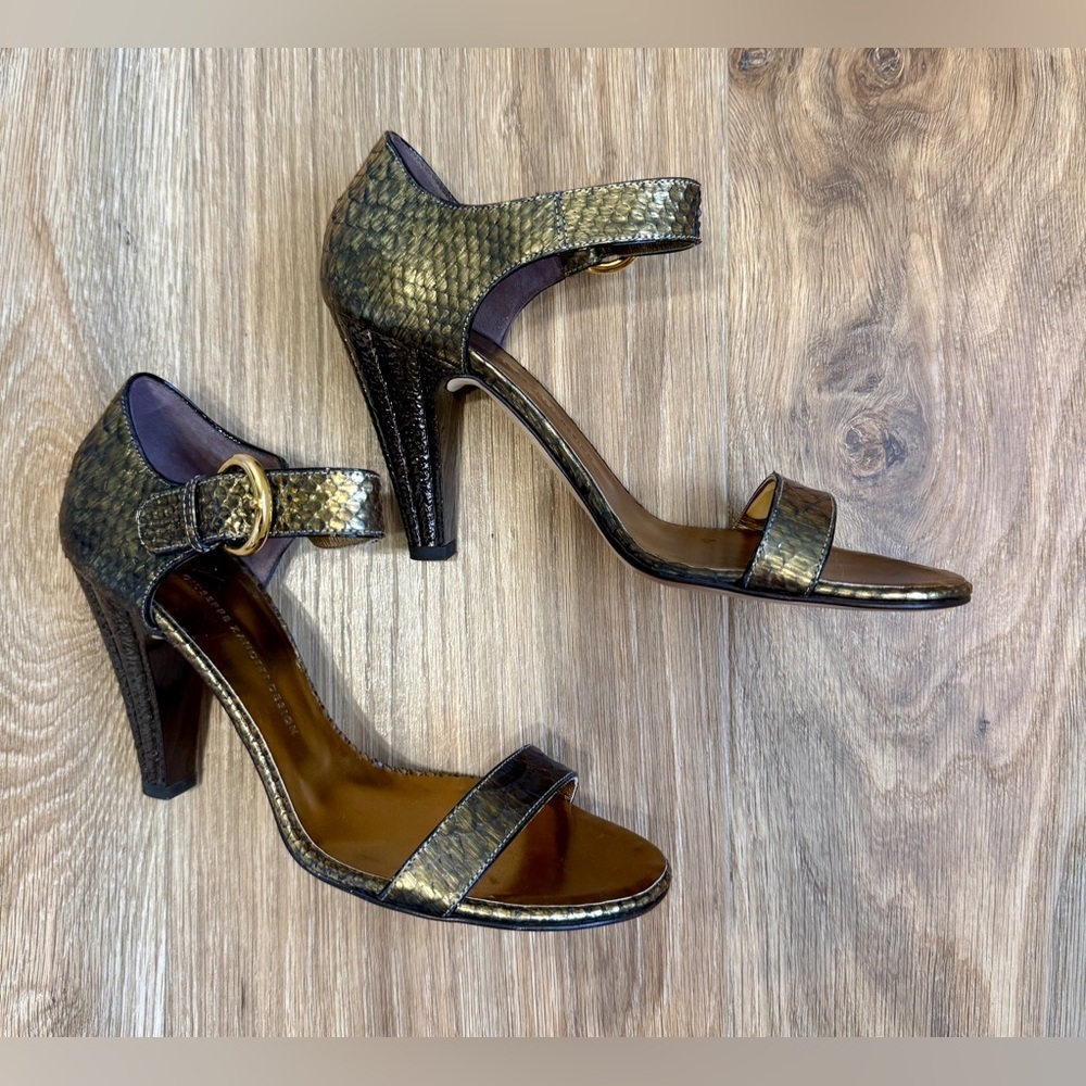 Giuseppe Zanotti Design Metallic Snakeskin Ankle Strap Heels EU 38